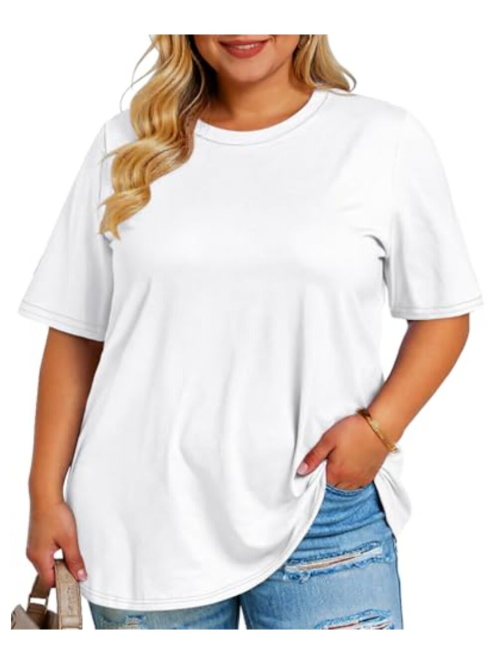 Plus Size Oversized Women's Crew Neck Short Sleeve
